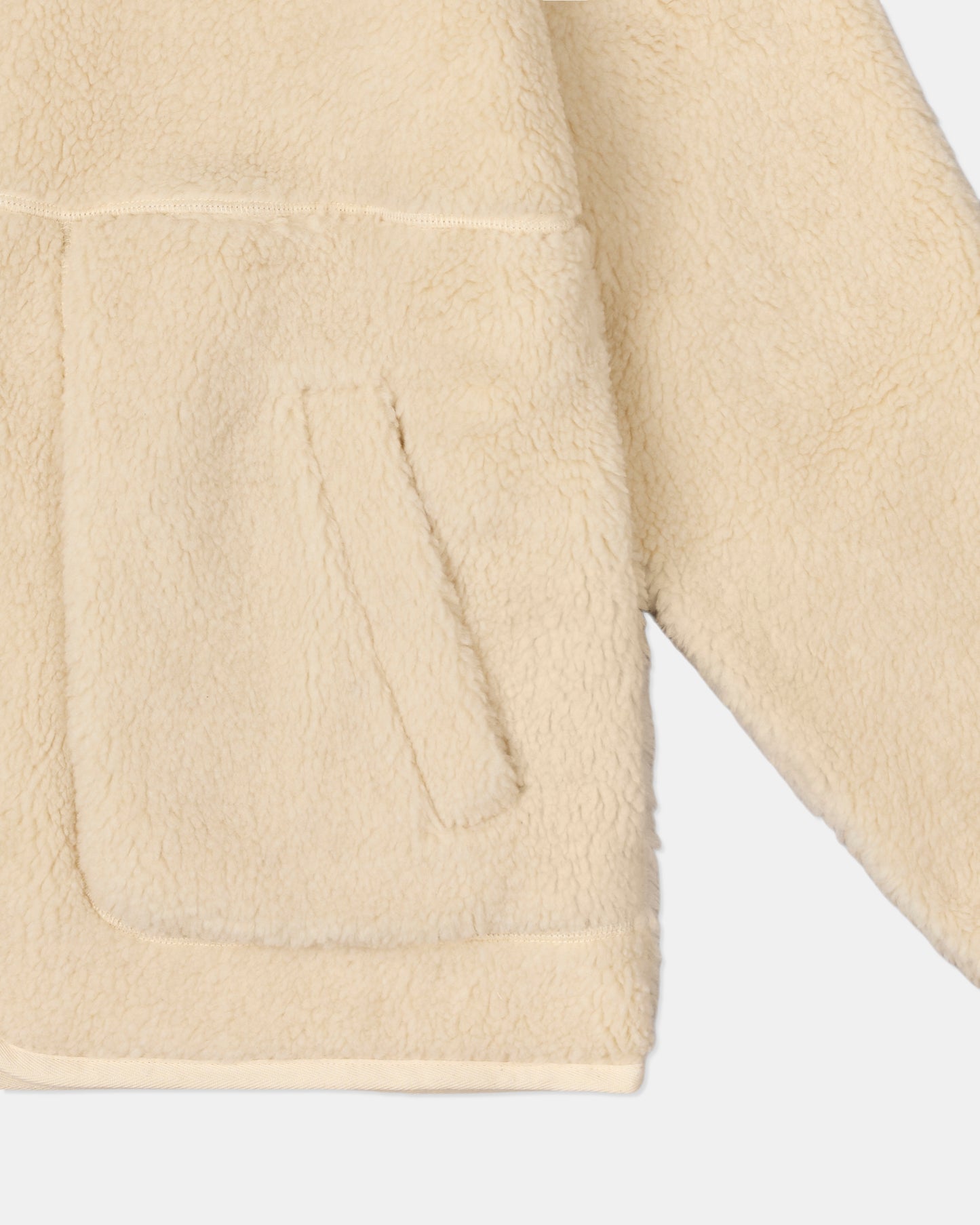 Dudley Zip Through Fleece Jacket in Ecru