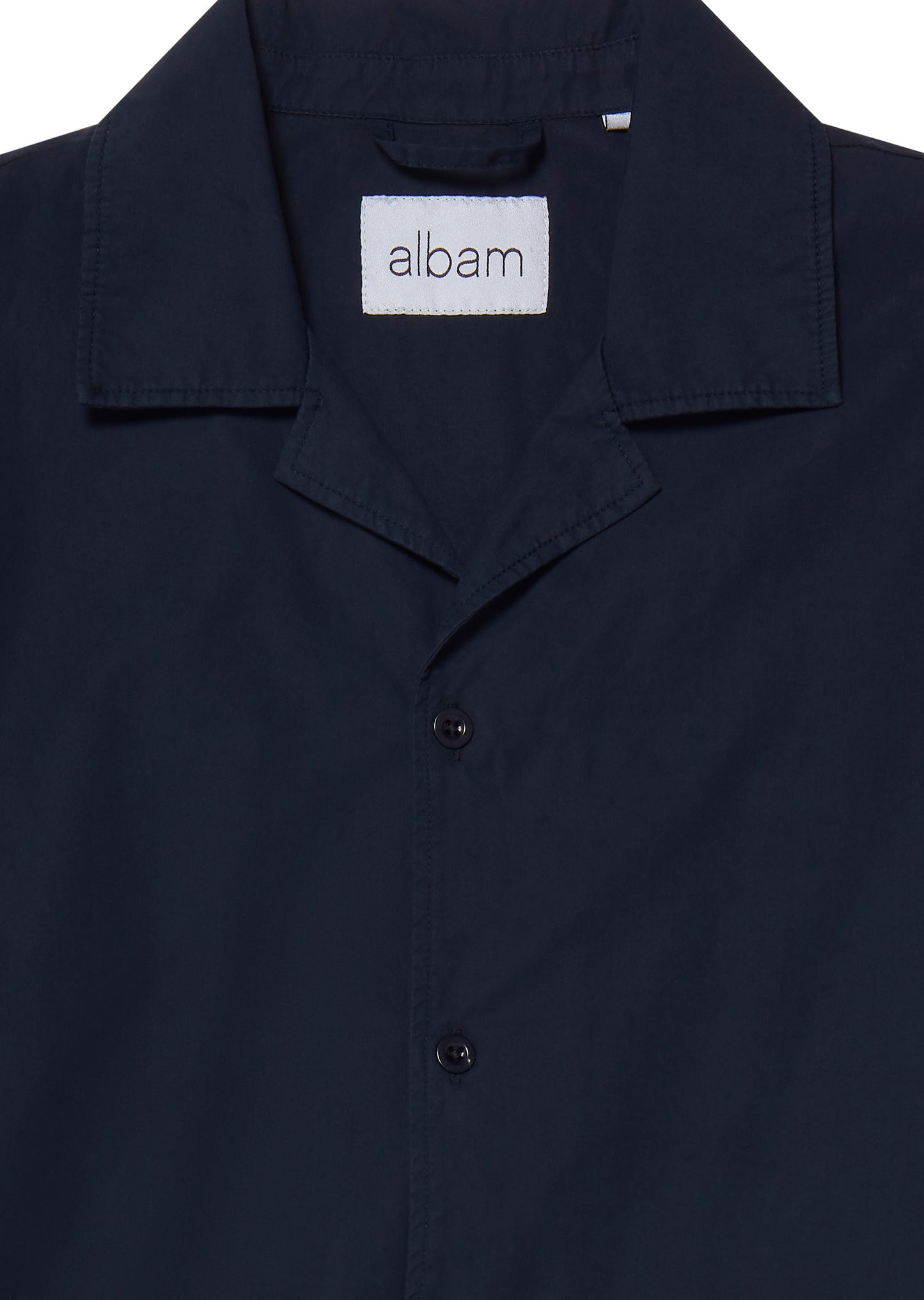 Long Sleeve Revere Poplin Shirt in Dark Navy