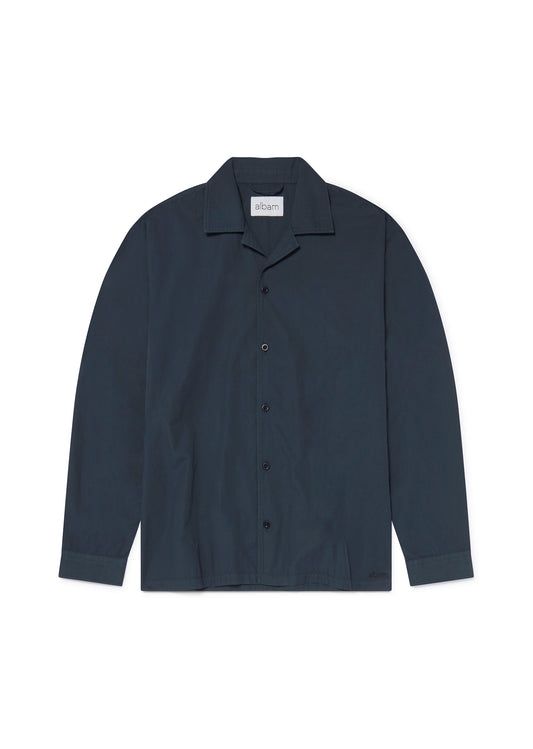 Long Sleeve Revere Poplin Shirt in Kelp Green