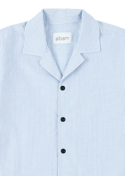 Oxford Stripe Fenton Shirt In Dark Navy