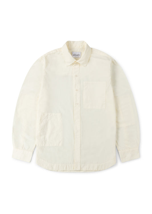Patchwork Long Sleeve Shirt in Off-White