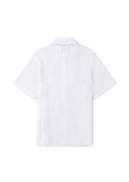 Short Sleeve Linen Shirt in White