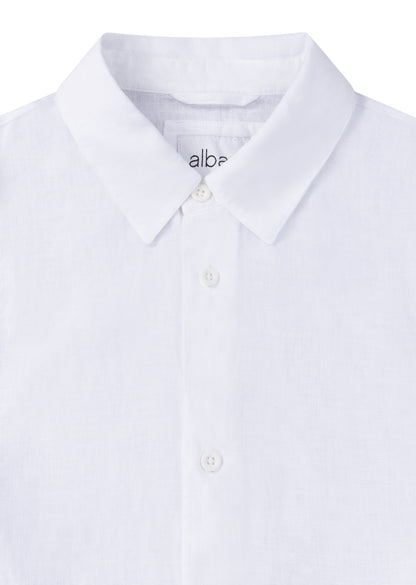 Short Sleeve Linen Shirt in White