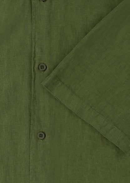 Short Sleeve Linen Shirt in Khaki