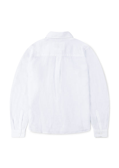 Long Sleeve Linen Shirt in White