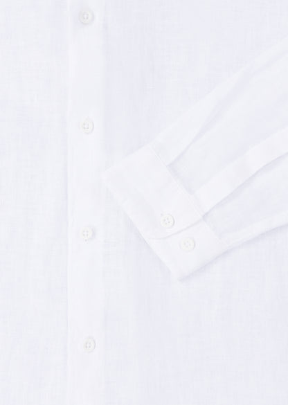 Long Sleeve Linen Shirt in White