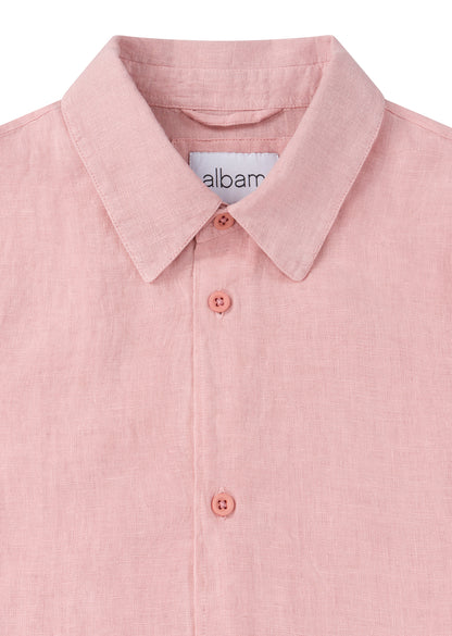 Short Sleeve Linen Shirt in Dusky Pink
