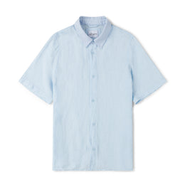 Short Sleeve Linen Shirt in Light Blue