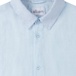 Short Sleeve Linen Shirt in Light Blue