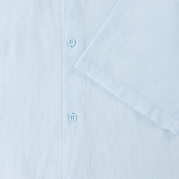 Short Sleeve Linen Shirt in Light Blue