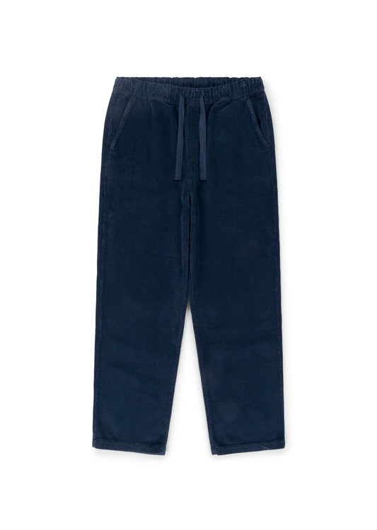 Simple Cord Drawstring Trouser in Washed Navy