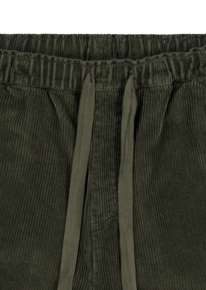 Simple Cord Drawstring Trouser in Washed Green