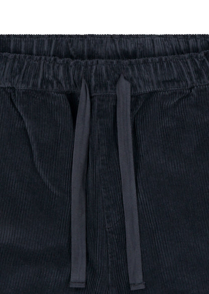 Simple Cord Drawstring Trouser in Washed Black