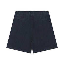 Elasticated Linen Short in Navy