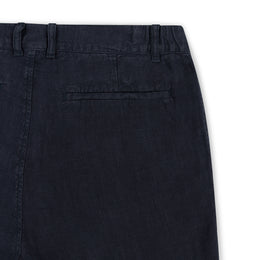Elasticated Linen Short in Navy