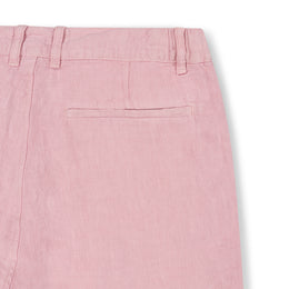 Elasticated Linen Short in Dusky Pink