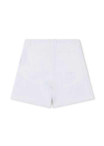 Elasticated Linen Short in White