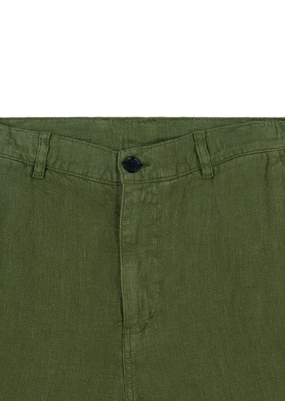 Elasticated Linen Trousers in Khaki