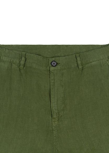 Elasticated Linen Short in Khaki
