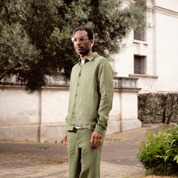 Long Sleeve Linen Shirt in Dusky Pink