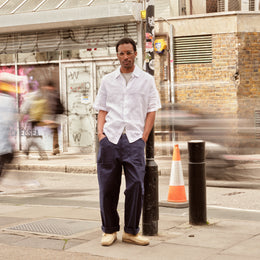 Short Sleeve Linen Shirt in Light Blue