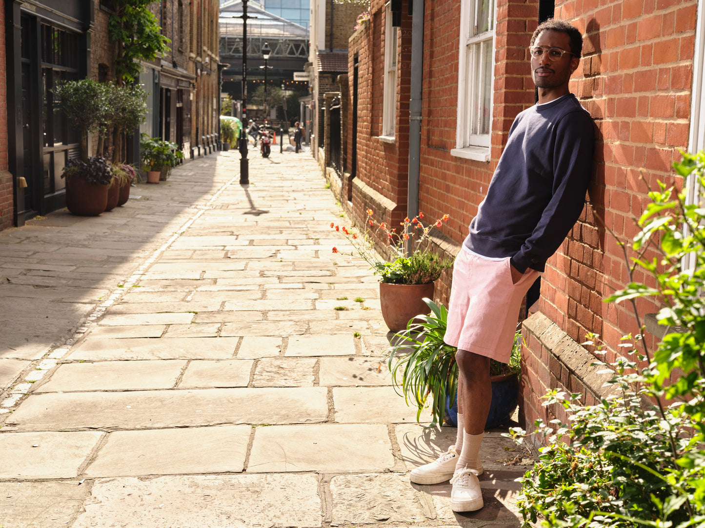 Elasticated Linen Short in Dusky Pink