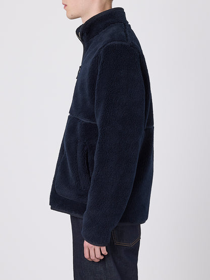Dudley Zip Through Fleece Jacket in Dark Navy