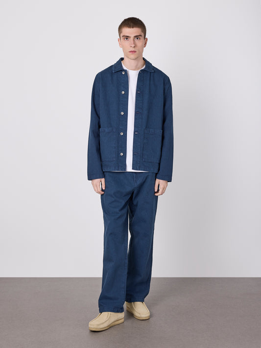 Forge Washed Twill Trousers in Dark Navy
