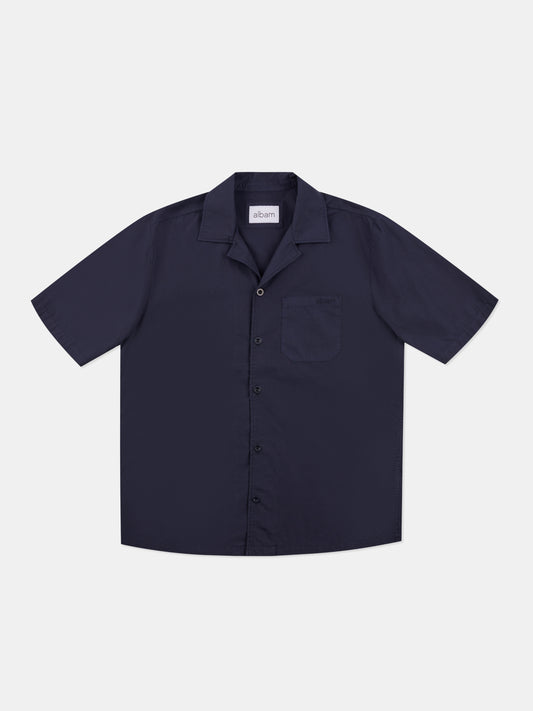 Grange Poplin Shirt in Dark Navy