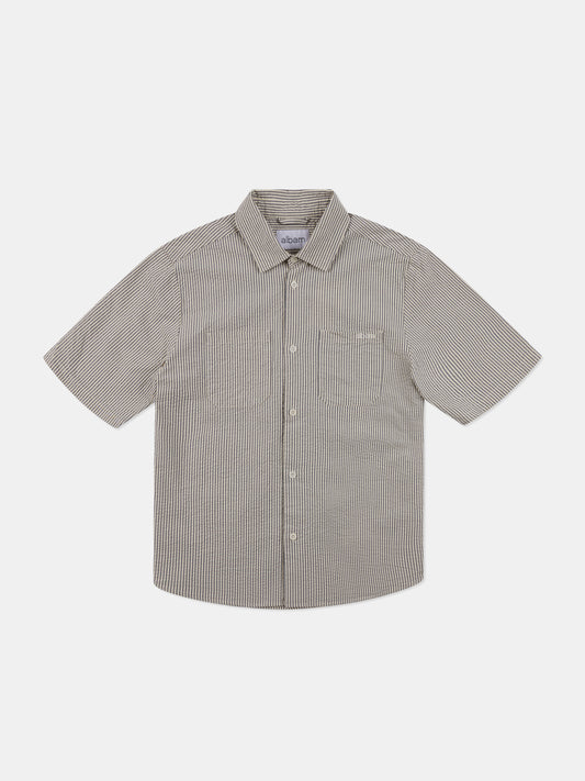Derby Seersucker Shirt in Washed Navy