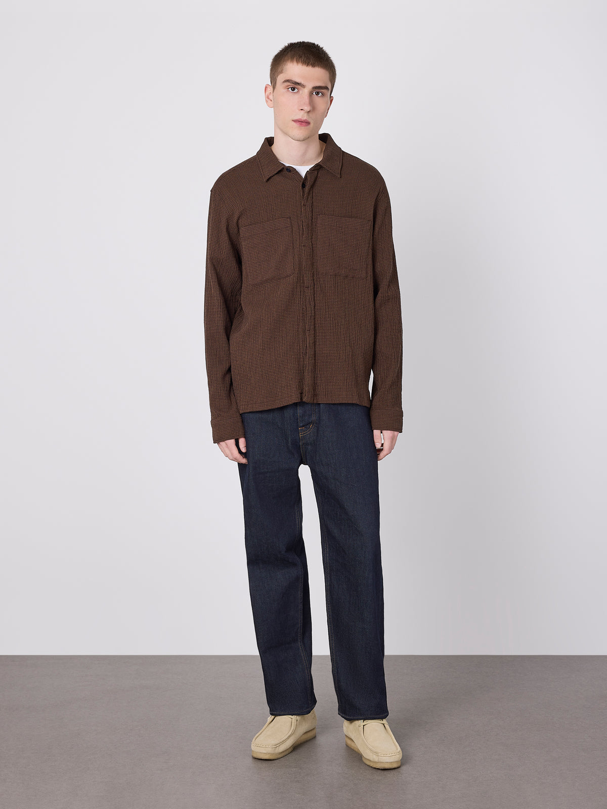 Islington Check Pocket Shirt in Deep Claret