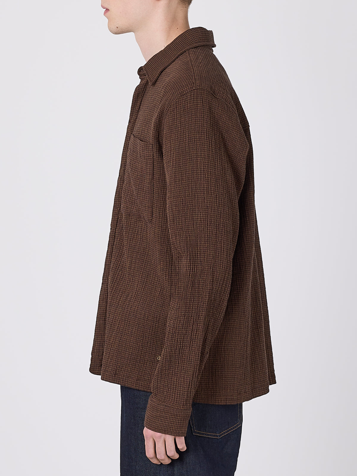 Islington Check Pocket Shirt in Deep Claret