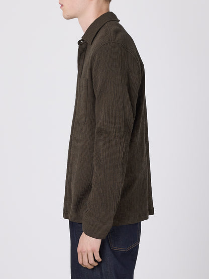 Islington Check Pocket Shirt in Dark Khaki