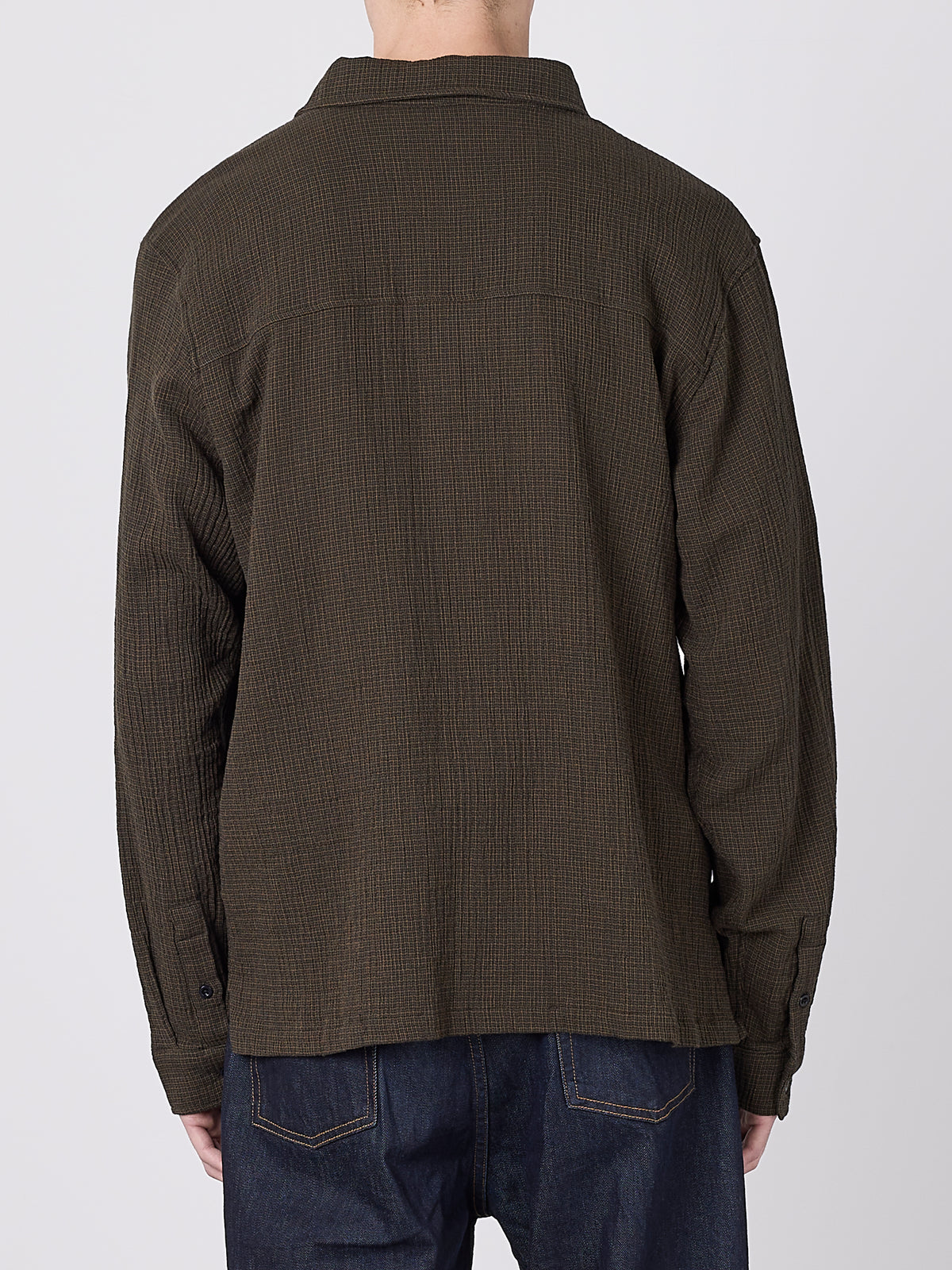 Islington Check Pocket Shirt in Dark Khaki