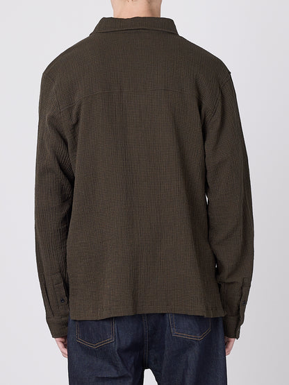 Islington Check Pocket Shirt in Dark Khaki