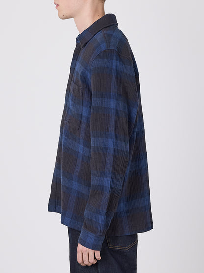 Islington Check Pocket Shirt in Dark Navy