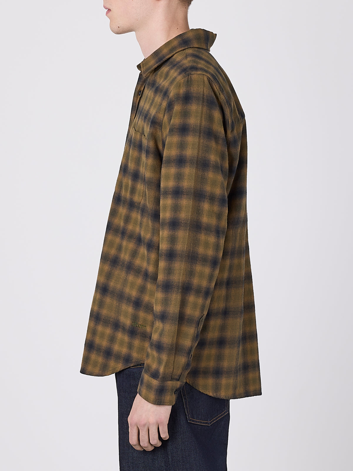 Kennedy Check Flannel Shirt in Dark Khaki