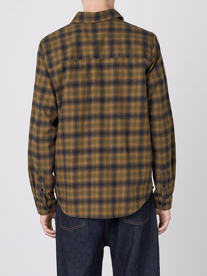 Kennedy Check Flannel Shirt in Dark Khaki