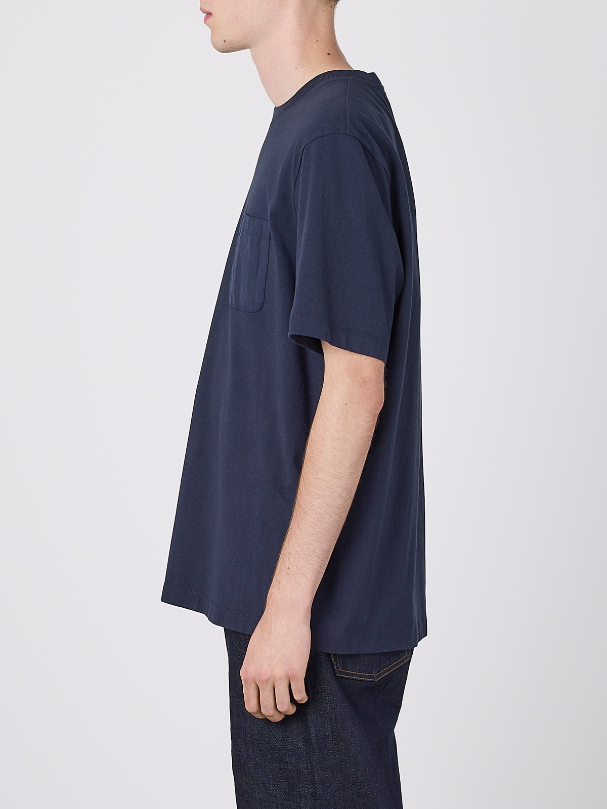 Woven Pocket T-Shirt in Dark Navy