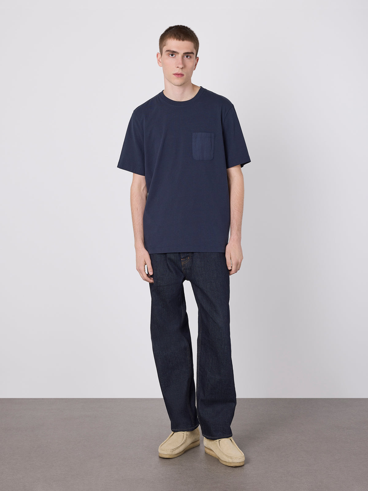 Woven Pocket T-Shirt in Dark Navy