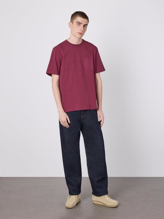 Woven Pocket T-Shirt in Deep Claret