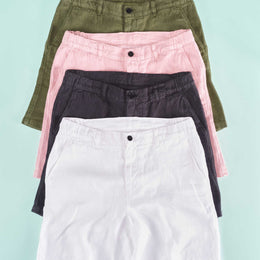 Elasticated Linen Short in Navy