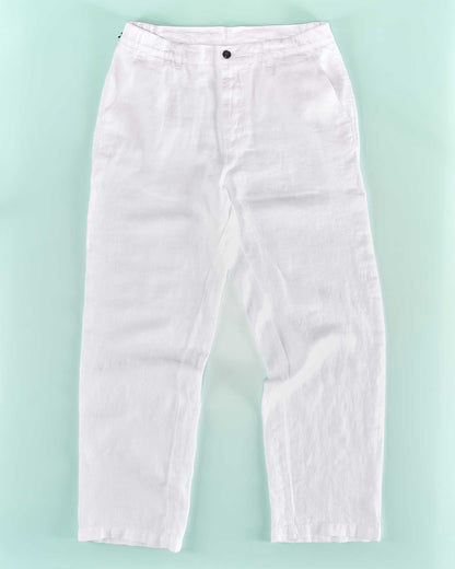 Elasticated Linen Trousers in White