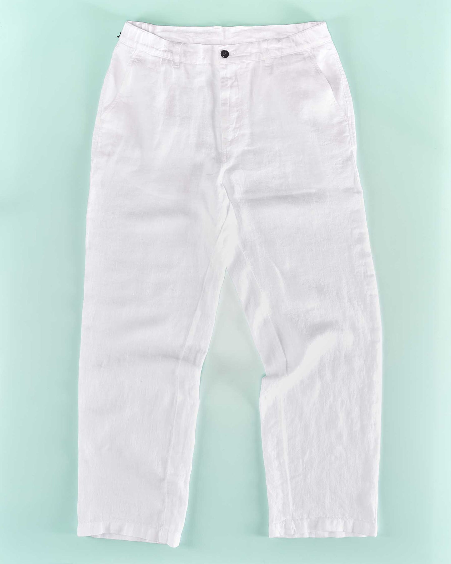 Elasticated Linen Trousers in White