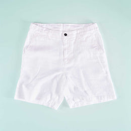 Elasticated Linen Short in White