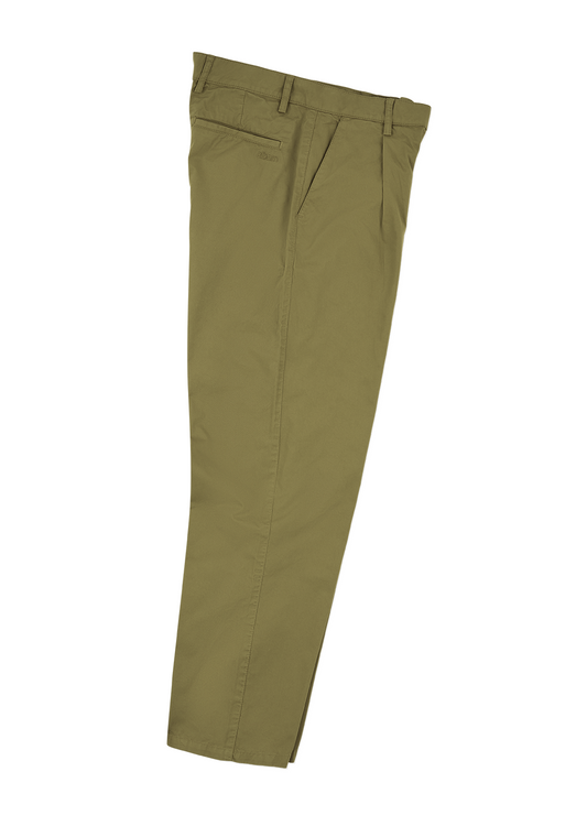 Kent Cotton Pleat Trouser in Khaki
