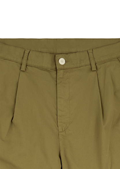 Kent Cotton Pleat Trouser in Khaki