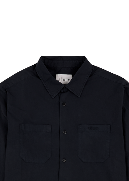 Filey LS Poplin Shirt in Dark Navy