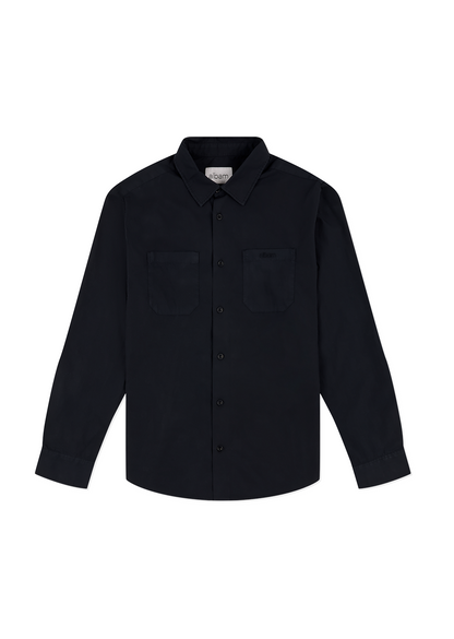 Filey LS Poplin Shirt in Dark Navy