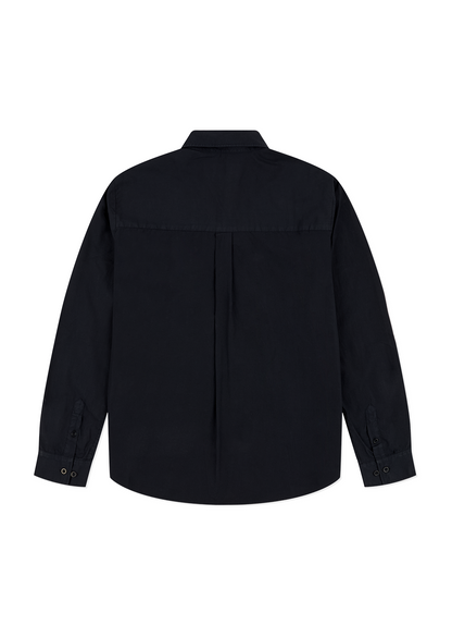 Filey LS Poplin Shirt in Dark Navy